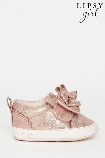 Lipsy Girl Pink Bow Pram Trainer Shoe - Baby (K55515) | £17