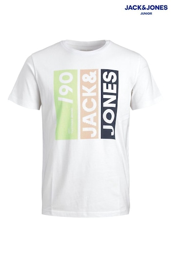JACK & JONES JUNIOR White Large Logo T-Shirt (K55530) | £10