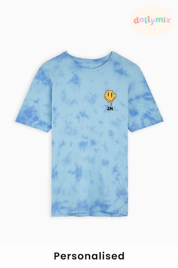 Personalised Smiley Tie Dye T-Shirt For Men by Dollymix (K55566) | £22