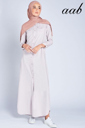 Aab Grey Maxi Shirt Dress frwd (K55691) | £72