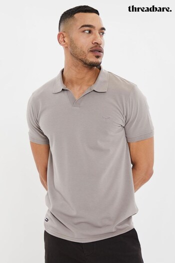 Threadbare Grey Revere Collar Jersey Polo Shirt (K55763) | £20
