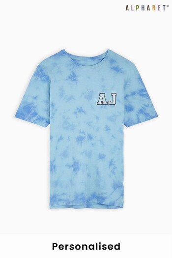 Personalised Monogram Tie Dye T-shirt for Women by Alphabet. (K55856) | £22