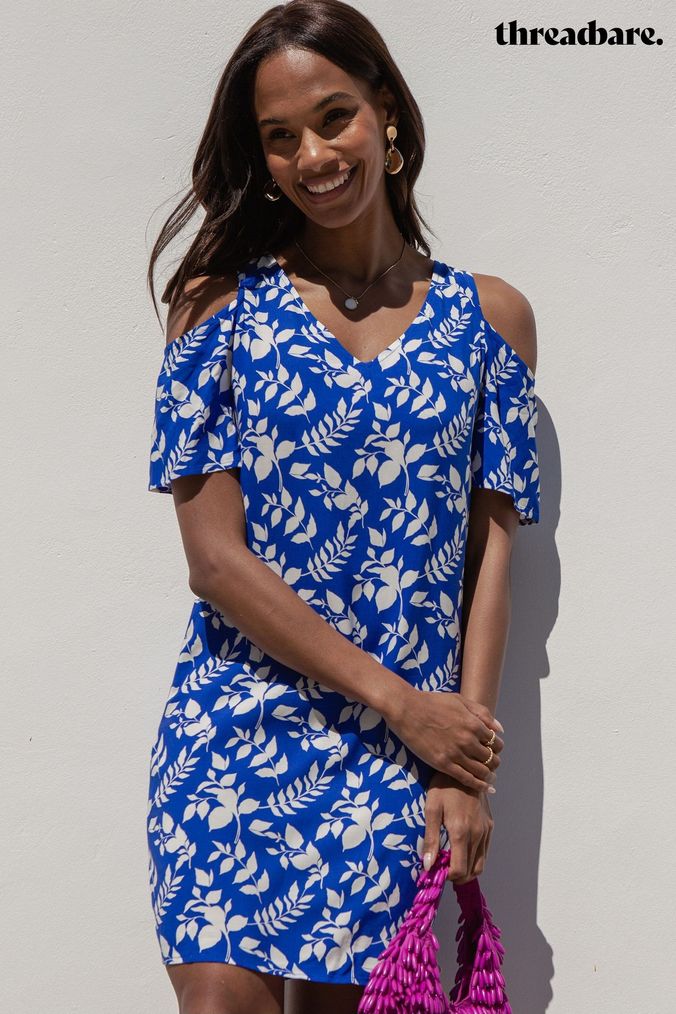 Buy Women s Cold Shoulder Holiday V Neck Dresses Online Next UK