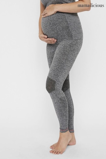 Mamalicious Light Grey Maternity Activewear Gym Over The Bump Stretch Leggings (K56267) | £25