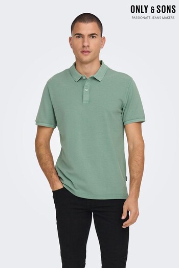 Only & Sons Green Short Sleeve Cotton Polo Shirt (K56413) | £22