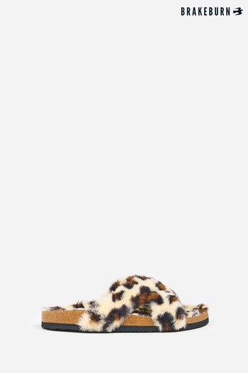 Brakeburn Orange Fluffy Leopard Slipper (K56427) | £30