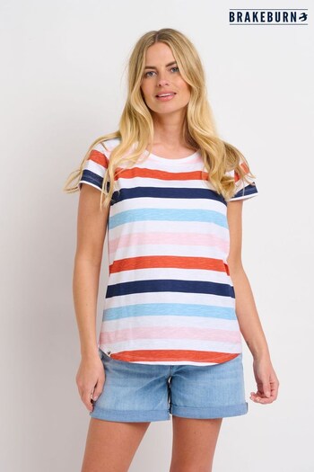 Brakeburn White Anna Stripe T-Shirt (K56491) | £30