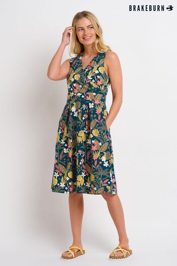 Brakeburn Green Botanical Jungle Wrap Dress (K56537) | £50