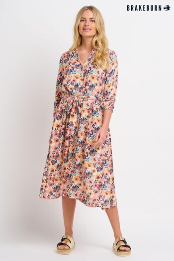 Brakeburn Pink Summer Blooms Egyptian Shirt Dress (K56567) | £65