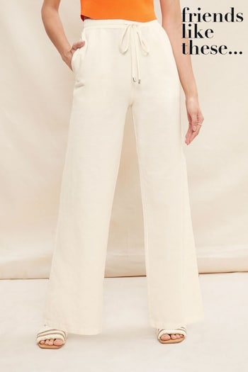 Friends Like These Neutral Wide Leg Trouser With Linen (K56659) | £25