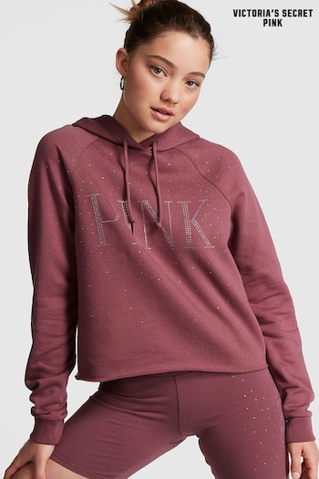 Victoria's Secret PINK Morning Rose Pink Shine Fleece Cropped Hoodie (K56680) | £39