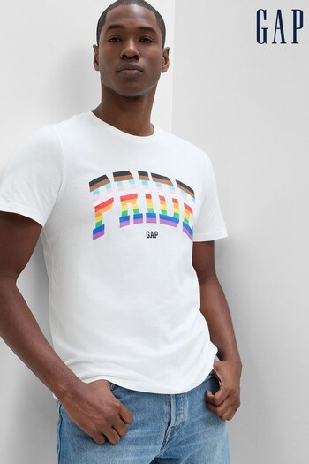 Gap White Pride Adult Logo Short Sleeve Crewneck T-Shirt (K56757) | £16