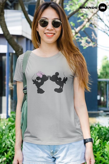 Alanui In GREY Mickey Mouse Faces Women Navy Boyfriend Fit  Disney T-Shirt (K56788) | £23
