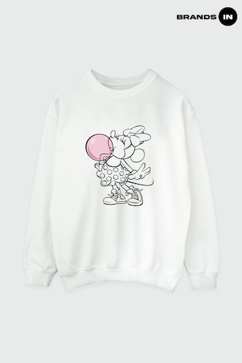Brands In WHITE Minnie Mouse Chewing Gum Women White  Disney Sweatshirt (K56792) | £36