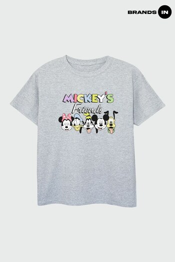 Brands In GREY Mickey Mouse Friends Heads Boys Heather Grey  Disney T-Shirt (K56804) | £17