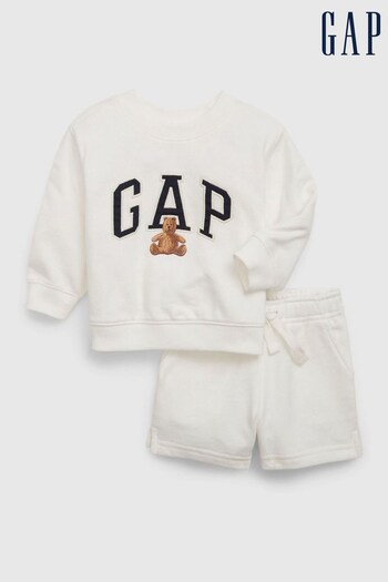 Gap White French Terry Logo Sweat Set - Baby (K56852) | £35