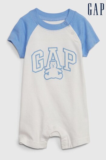 Gap White Logo Raglan Baby Romper (K56857) | £18