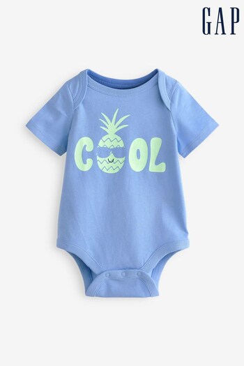 Gap Blue Organic Cotton Mix and Match Graphic Baby Bodysuit (K56859) | £5