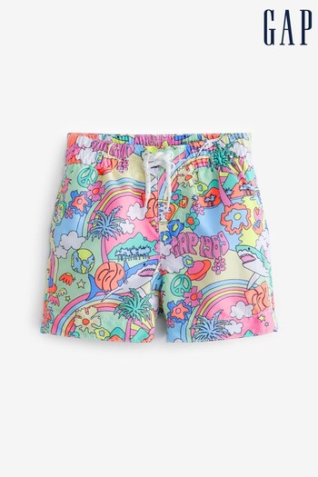 Gap Green/Blue/Pink Print Printed Swim Shorts (K57034) | £18