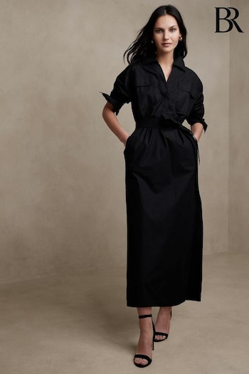 Banana Republic Black Ani Popover Shirt Dress (K57096) | £120