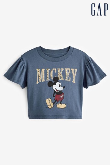 Gap Blue Disney Organic Cotton Graphic Flutter Sleeve T-Shirt (K57176) | £16