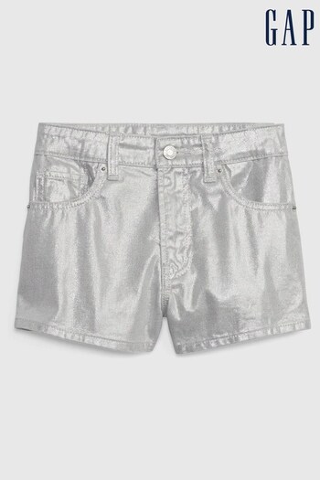 Gap Silver High Rise Metallic Denim Hawaiian Shorts (K57184) | £25