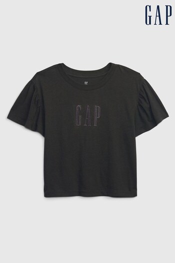 Gap Black Logo Flutter Sleeve T-Shirt (K57195) | £12