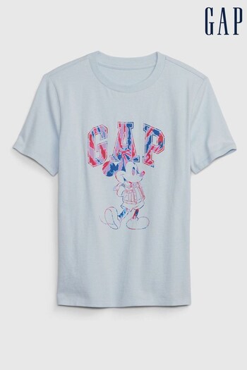 Gap Light Blue Disney Mickey Mouse Crew Neck T-Shirt (K57358) | £12