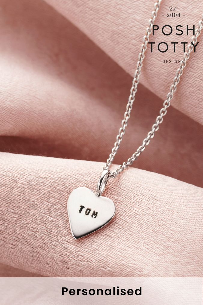 Personalised Heart Charm Necklace by Posh Totty (K57429) | £39