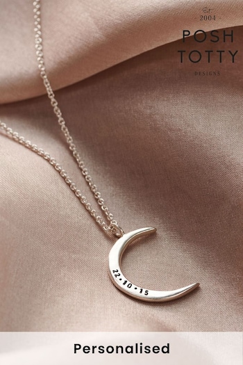 Personalised Crescent Moon Necklace by Posh Totty (K57440) | £49
