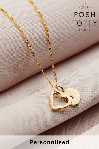 Personalised 9ct Gold Heart And Tag Necklace by Posh Totty (K57449) | £175