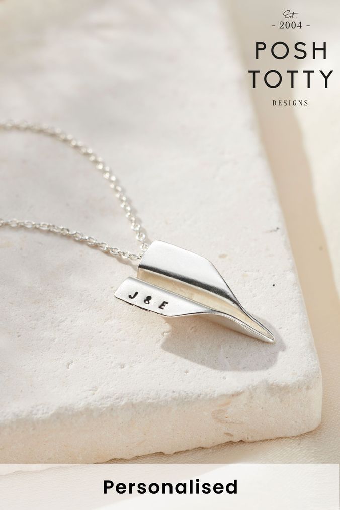 Personalised Paper Plane Necklace by Posh Totty (K57451) | £55
