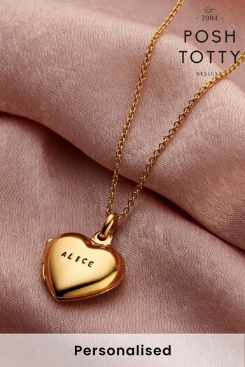 Personalised Small Heart Locket Necklace by Posh Totty (K57455) | £75