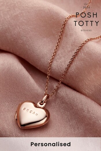 Personalised Small Heart Locket Necklace by Posh Totty (K57456) | £75