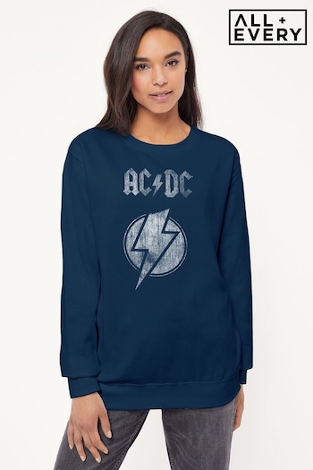 All + Every Navy ACDC Lightning Bolt Band Women's Sweatshirt (K57471) | £32