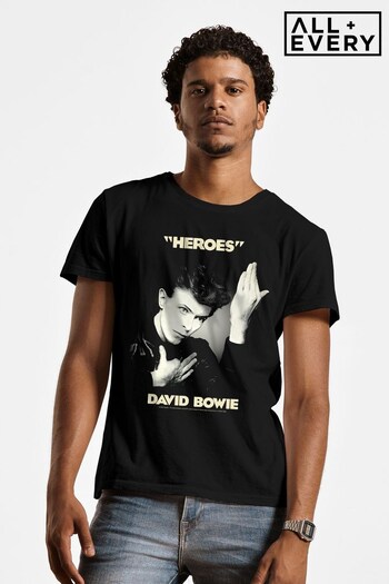 All + Every Black David Bowie Heroes Album Cover Music Men's T-Shirt (K57479) | £22