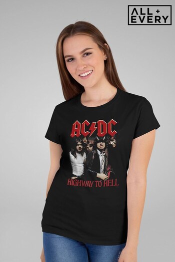 All + Every Black ACDC Musicmates Highway To Hell Music Women's T-Shirt (K57493) | £24