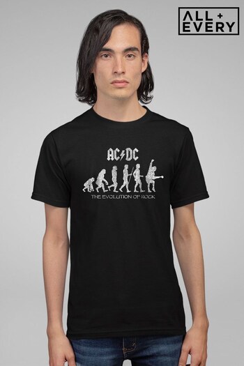 All + Every Black ACDC Evolution Of Rock Men's Music T-Shirt (K57499) | £22
