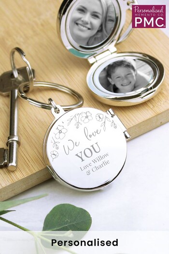 Personalised Floral Round Photo Frame Keyring by PMC (K57510) | £15