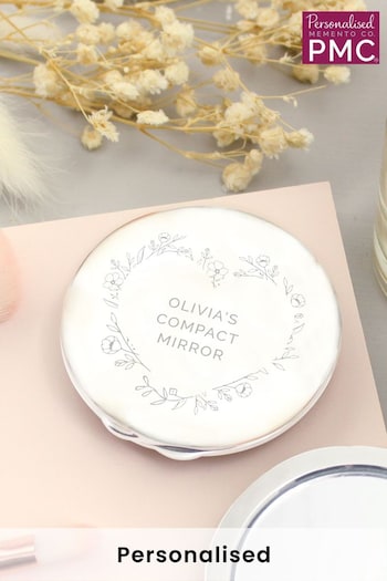 Personalised Floral Round Compact Mirror by PMC (K57511) | £15