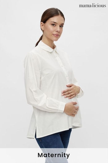 Mamalicious White Long Sleeve Button Up Maternity Shirt (K57512) | £32
