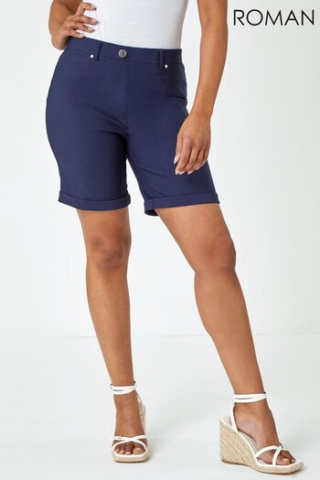 Roman Blue Petite Turned Hem Stretch Shorts (K57523) | £25