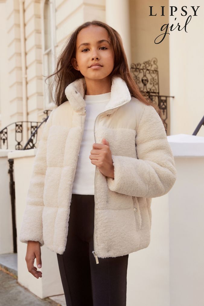 Girls Cream Coats Jackets Cream Fur Puffer Jackets Next
