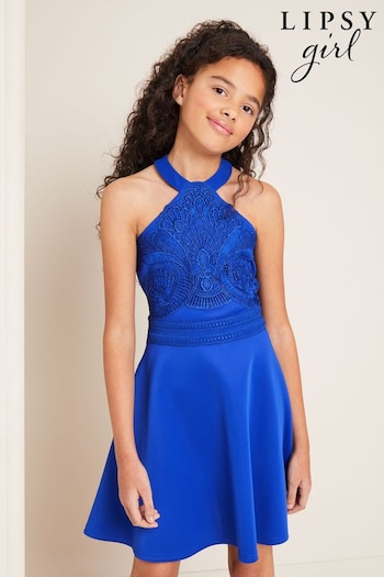 Lipsy Blue Scuba Halter Dress (K57716) | £46 - £54