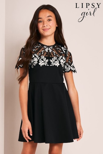 Lipsy Black Contrast Yoke Occasion Dress (K57721) | £20 - £24