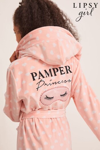 Lipsy Pink Velour Embroidery Dressing Gown (K57722) | £24 - £32