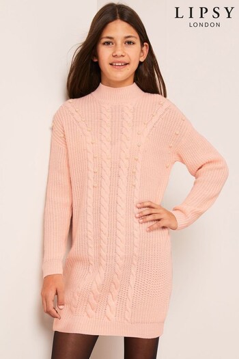 Lipsy Pink Pearl Knitted Tunic (K57737) | £35 - £43