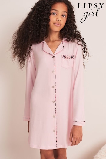 Lipsy Pink Jersey Long Sleeve Shirt Nightie (K57749) | £18 - £26