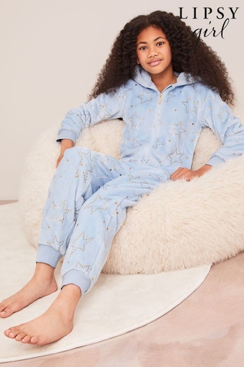 Lipsy Blue Cosy Fleece All-In-One (From 3-16yrs) (K57759) | £26 - £34