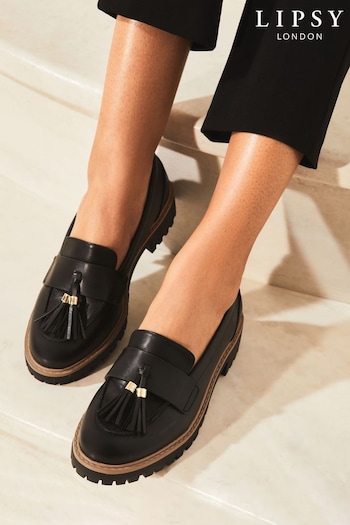 Lipsy Black Regular Fit Tassel Chunky Slip On Loafer (K57761) | £46